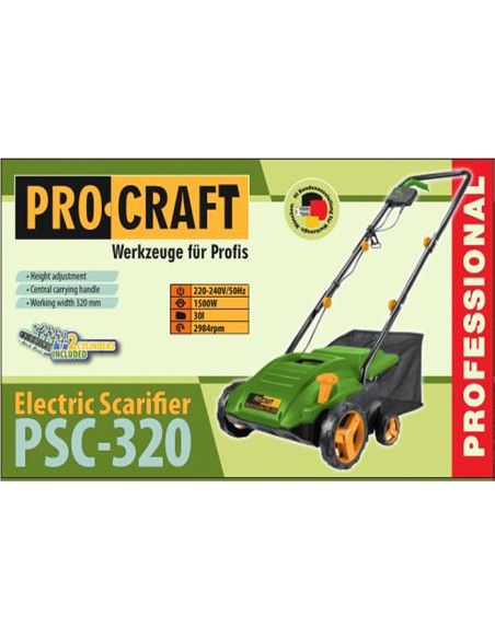 Електрически аератор PROCRAFT PSC320, 1500W, 32 см., 2940 об/мин., 30 л