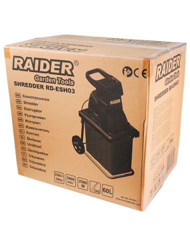 Електрическа дробилка за клони RAIDER RD-ESH03, 2500W, 45 мм, 60 л